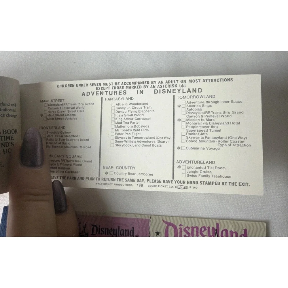 Vintage Disneyland 5 Adventures Courtesy Guest Ticket Book Complete 2 Lot